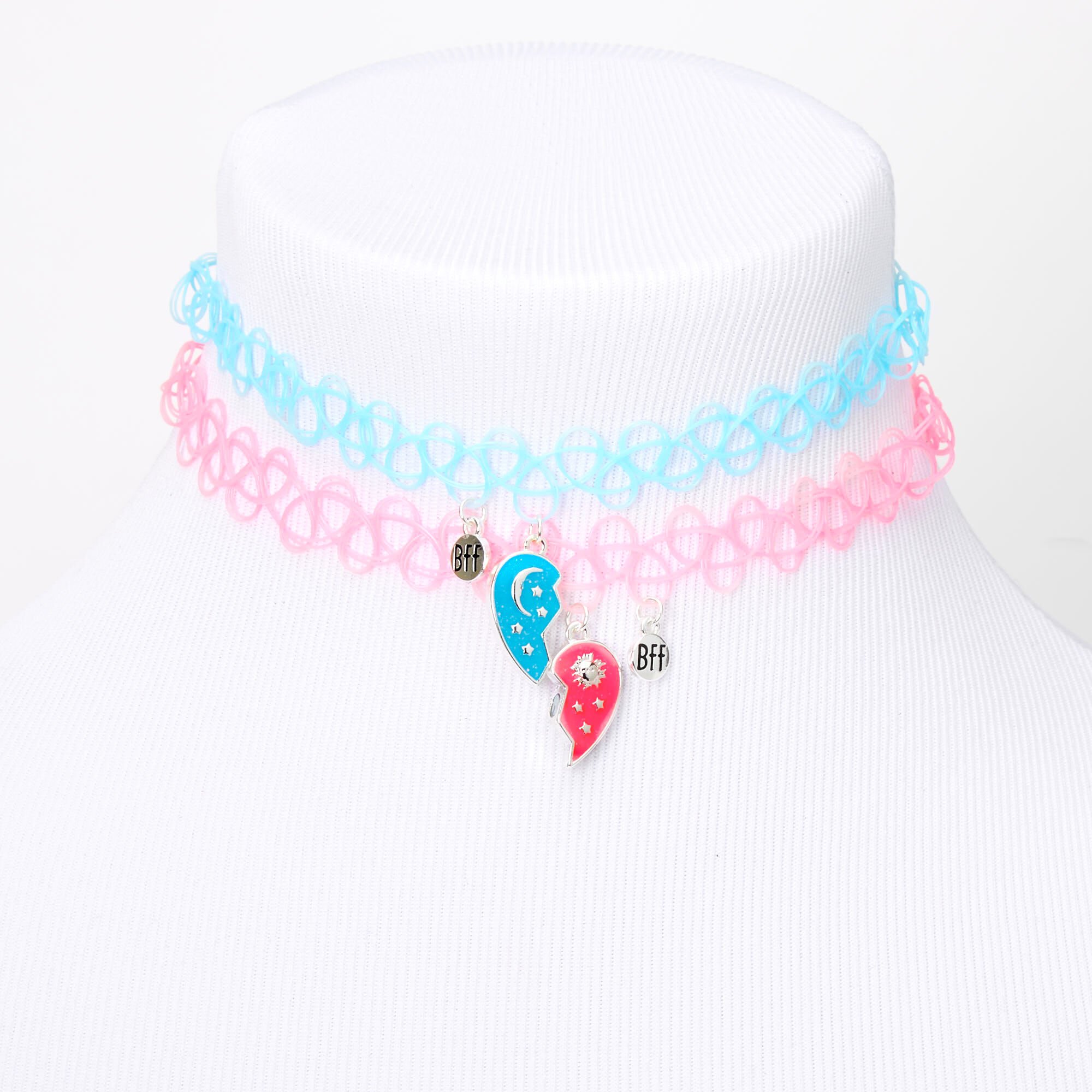 Best Friends Celestial Heart Glow In The Dark Tattoo Choker Necklaces 2 Pack Claire s