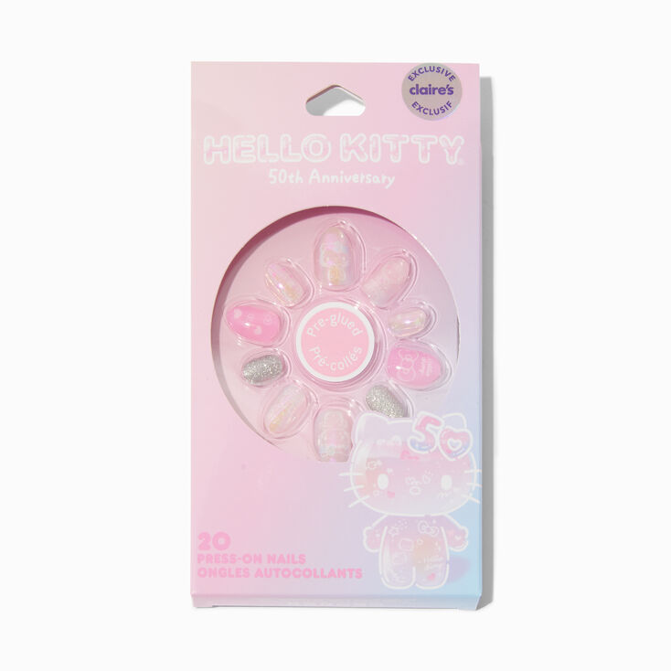 Hello Kitty&reg; 50th Anniversary Claire&#39;s Exclusive Stiletto Press On Faux Nail Set - 20 Pack,