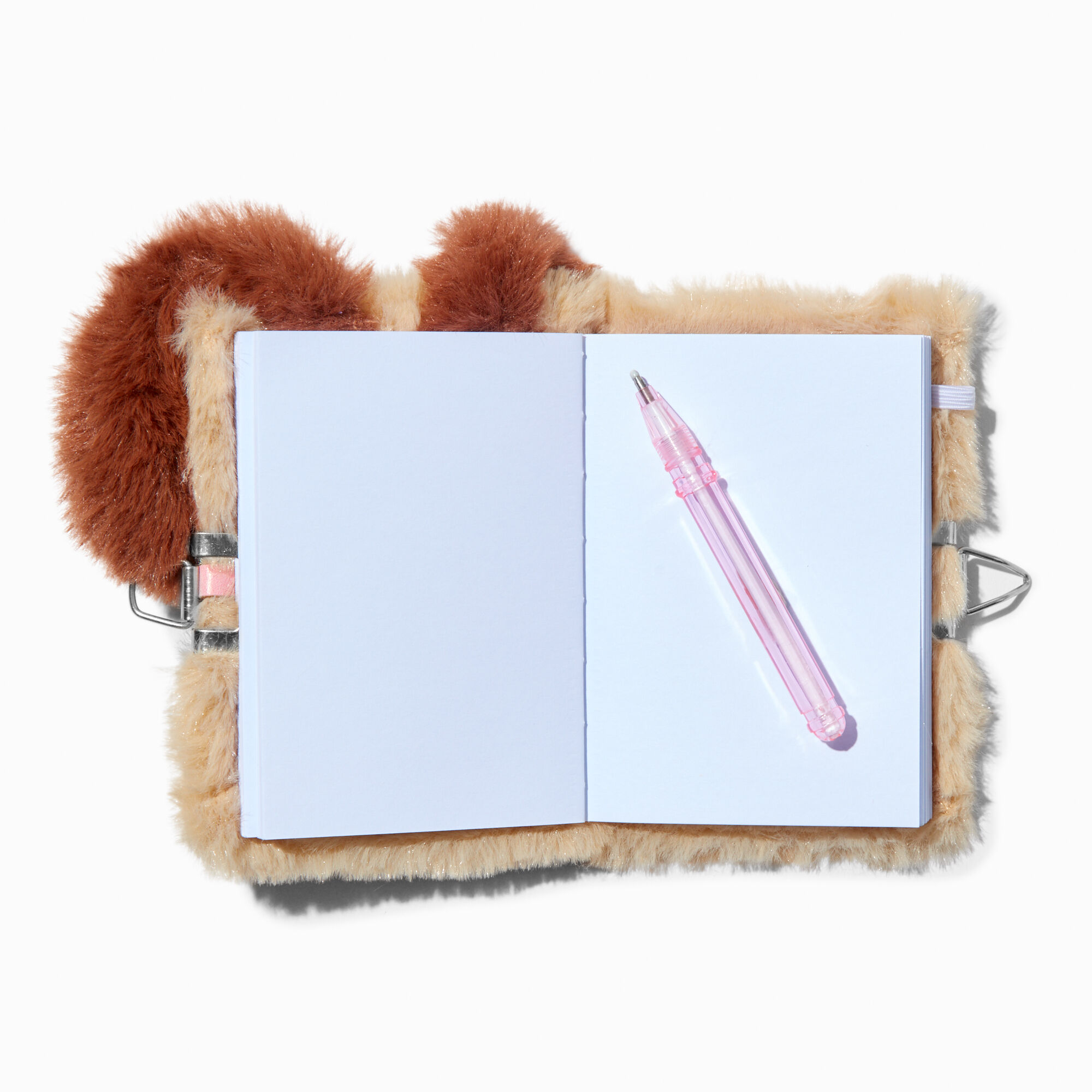 Claire's Club Brown Puppy Furry Mini Lock Diary,