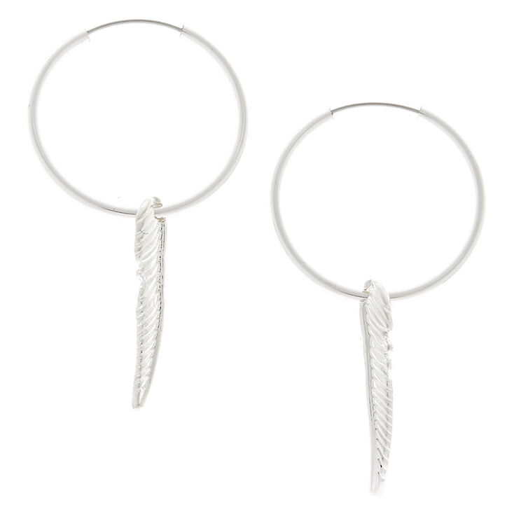 Claire's Créoles à plume 20 mm couleur argenté