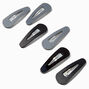 Matte Black &amp; Gray Snap Hair Clips - 6 Pack,
