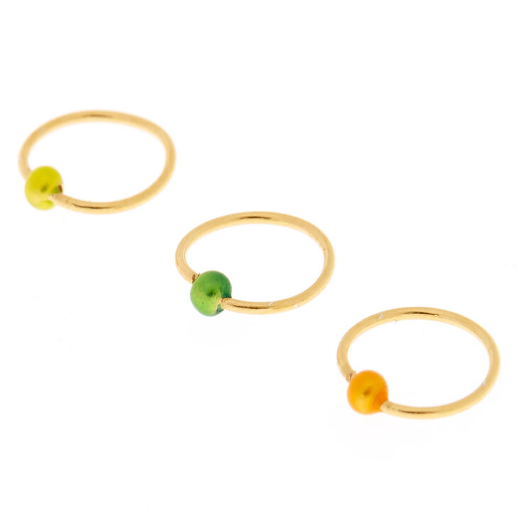 Sterling Silver Jamaica Ball Gold Nose Rings 3 Pack Claire s US