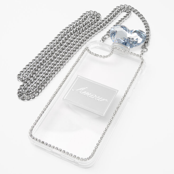Silver Rhinestone Phone Case With Chain - Fits iPhone 6/7/8/SE,