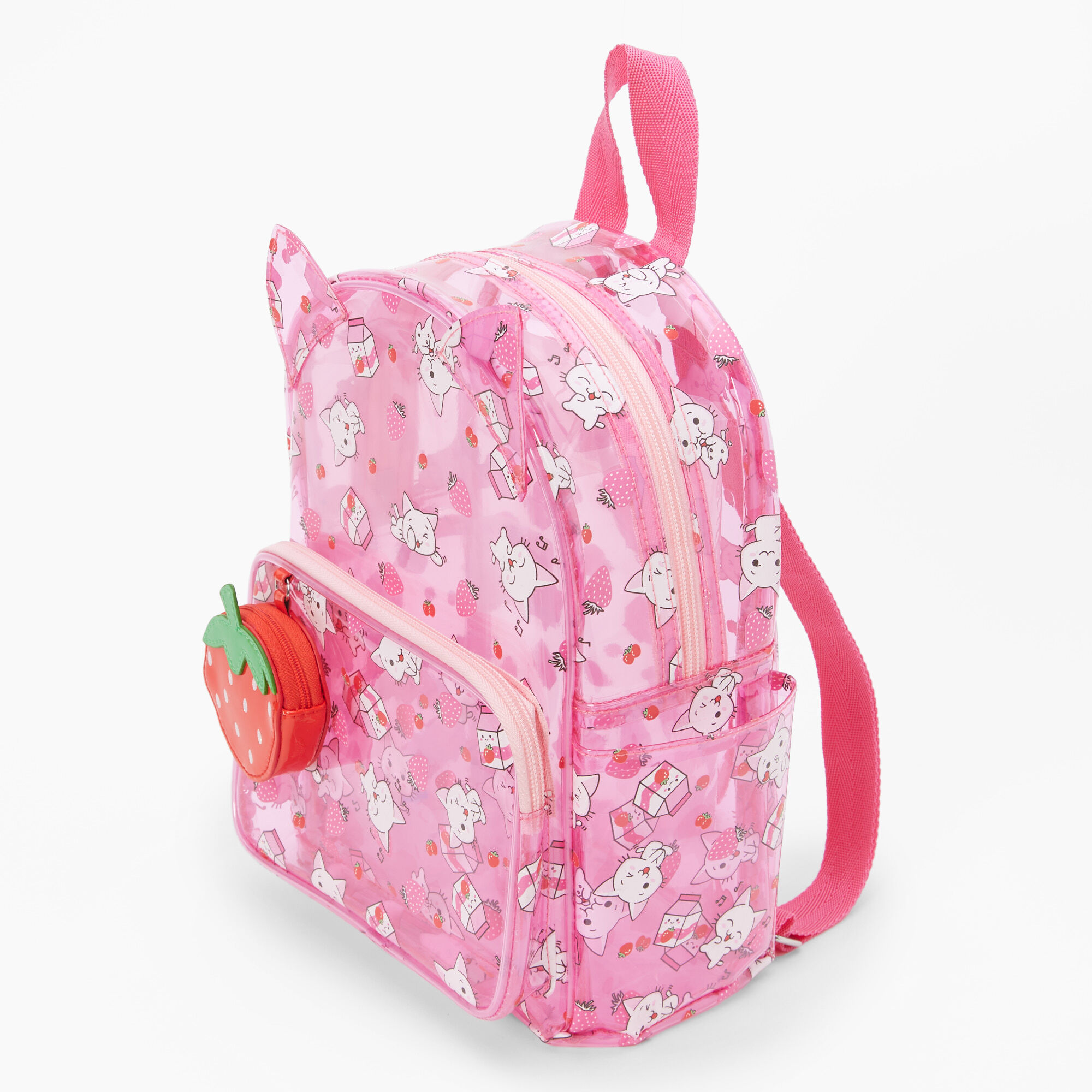 Pink Strawberry Mini Backpack Crossbody Bag