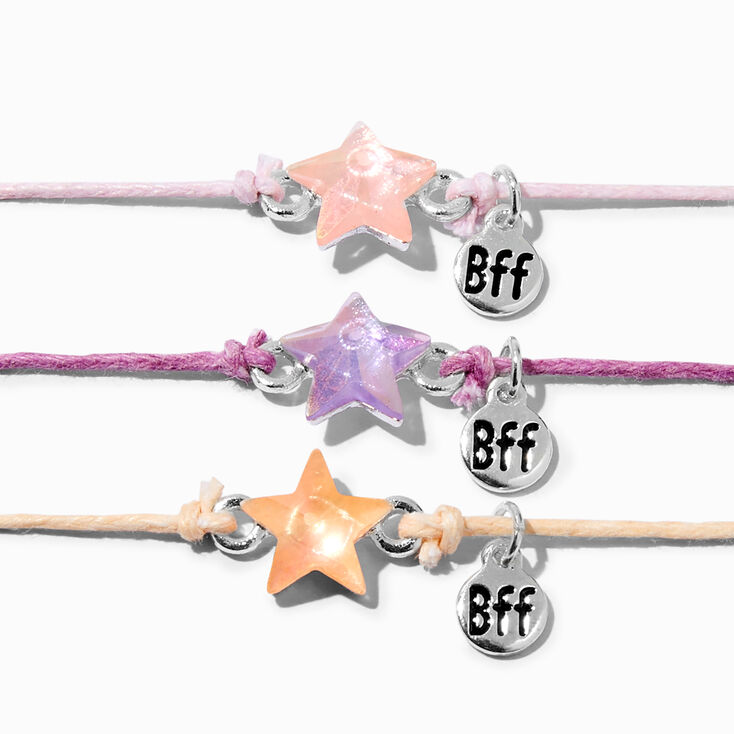 Best Friends Iridescent Stars Adjustable Bracelets - 3 Pack,