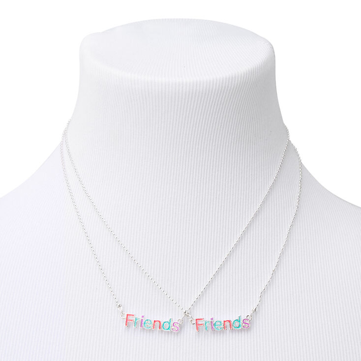 Friends Pastel Glitter Silver Pendant Necklaces - 2 Pack,