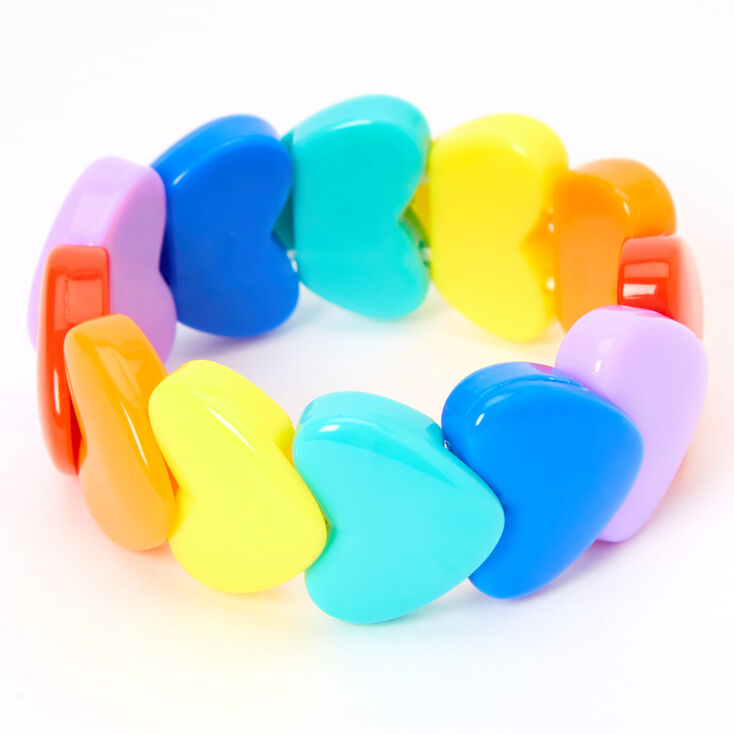 Claire&#39;s Club Rainbow Heart Stretch Bracelet,