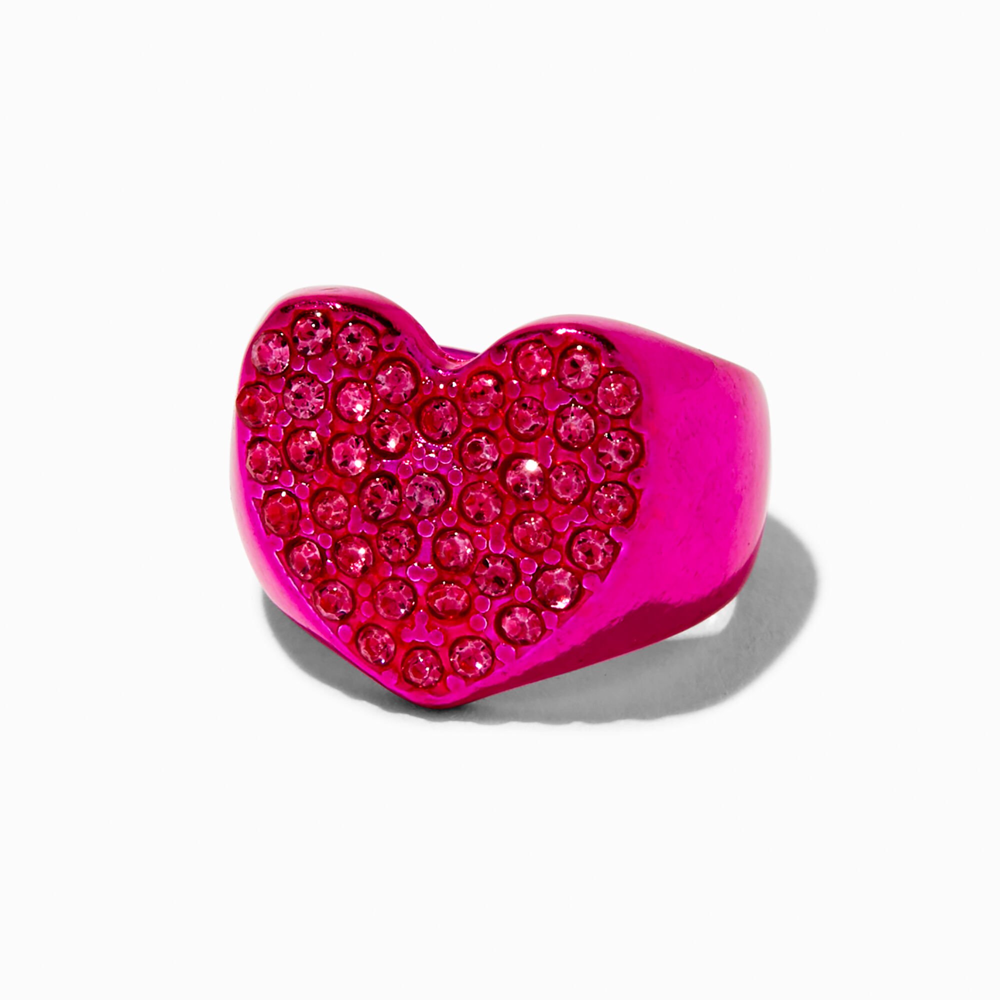 Bague cœur bling-bling rose,