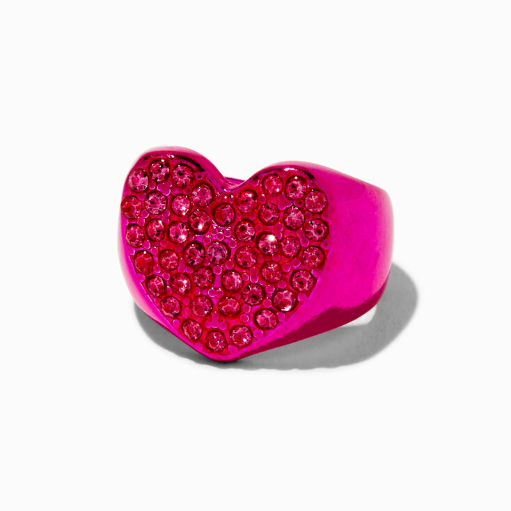 Pink Bling Heart Ring,