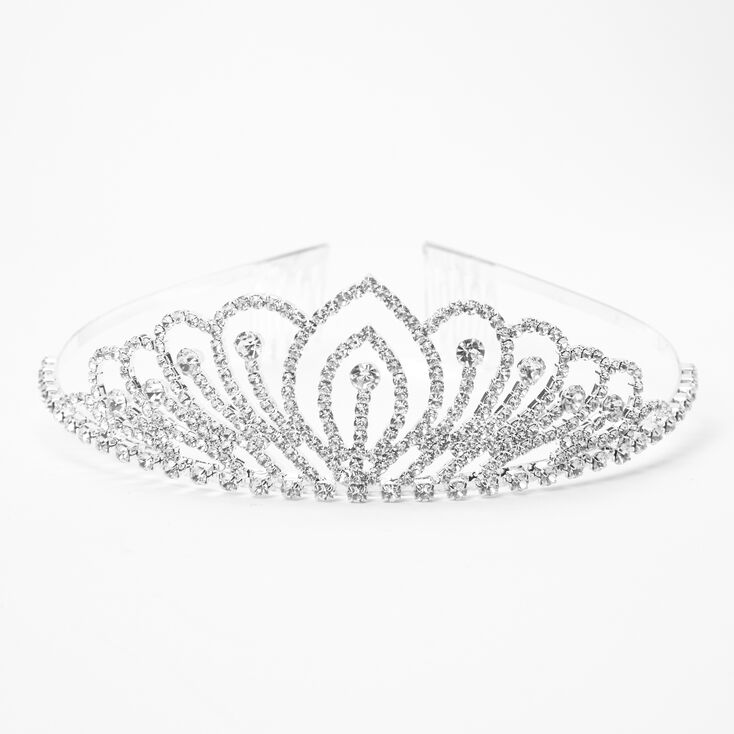 Silver-tone Rhinestone Lotus Princess Tiara,