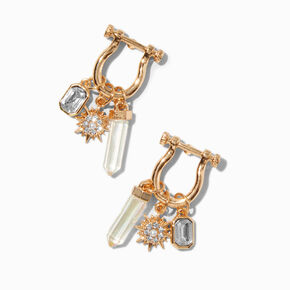 Gold-tone Carabiner Charm Drop Earrings,
