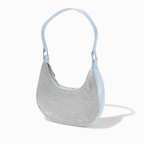 Rhinestone Studded Shoulder Bag - Light Blue,