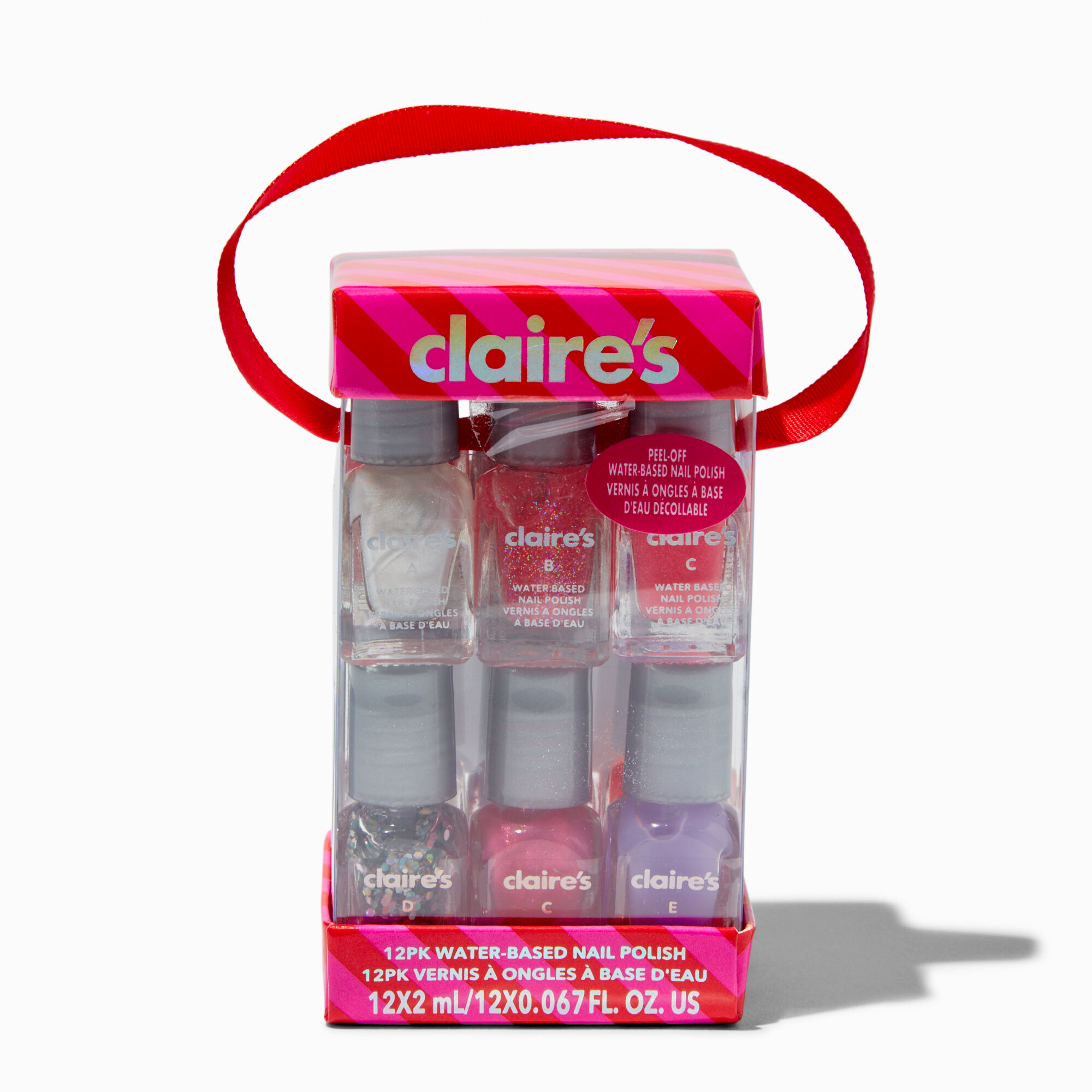 View Claires Bling Glitter PeelOff Mini Nail Polish 12 Pack Red information