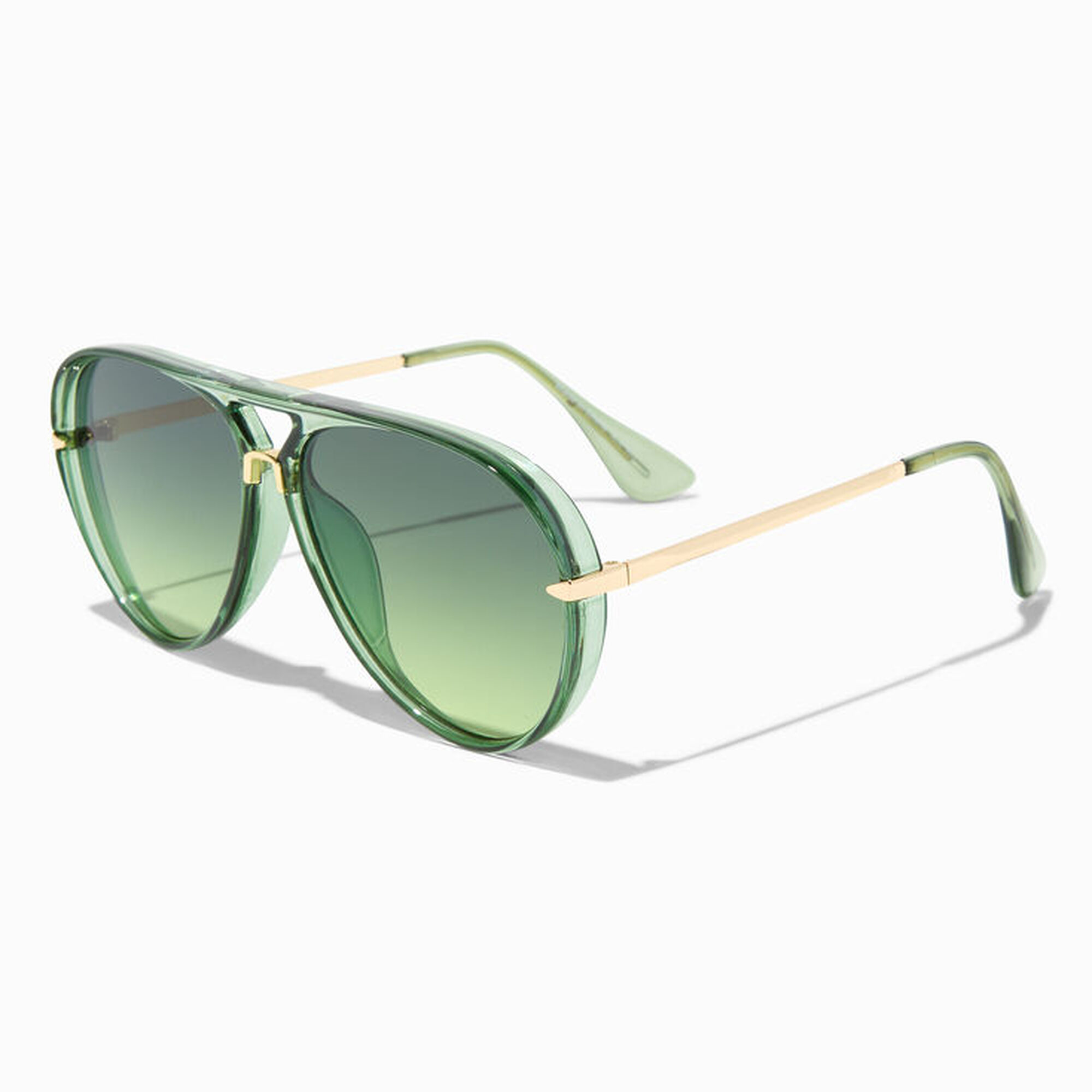 View Claires Faded Lens Aviator Sunglasses Green information