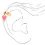 Pink Heart Charm Gold-tone Ear Cuff,