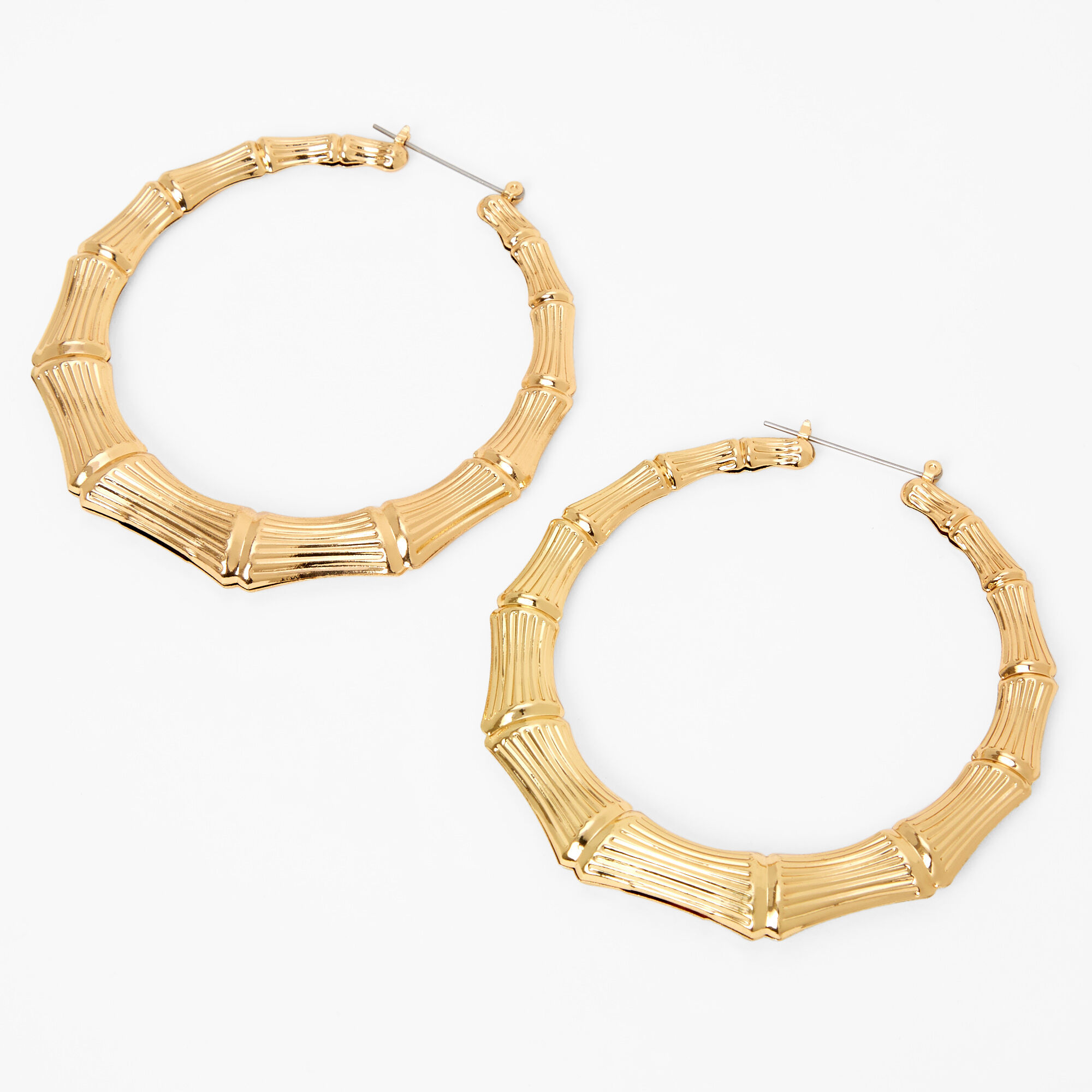 Solid gold bamboo earrings discount