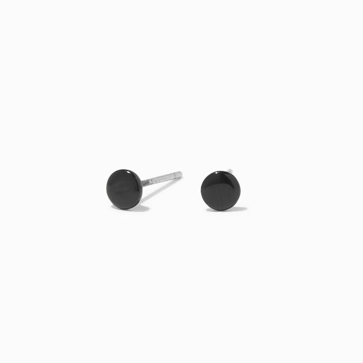 Black 4MM Button Stud Earrings,