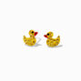 Sterling Silver Crystal Rubber Ducky Stud Earrings,