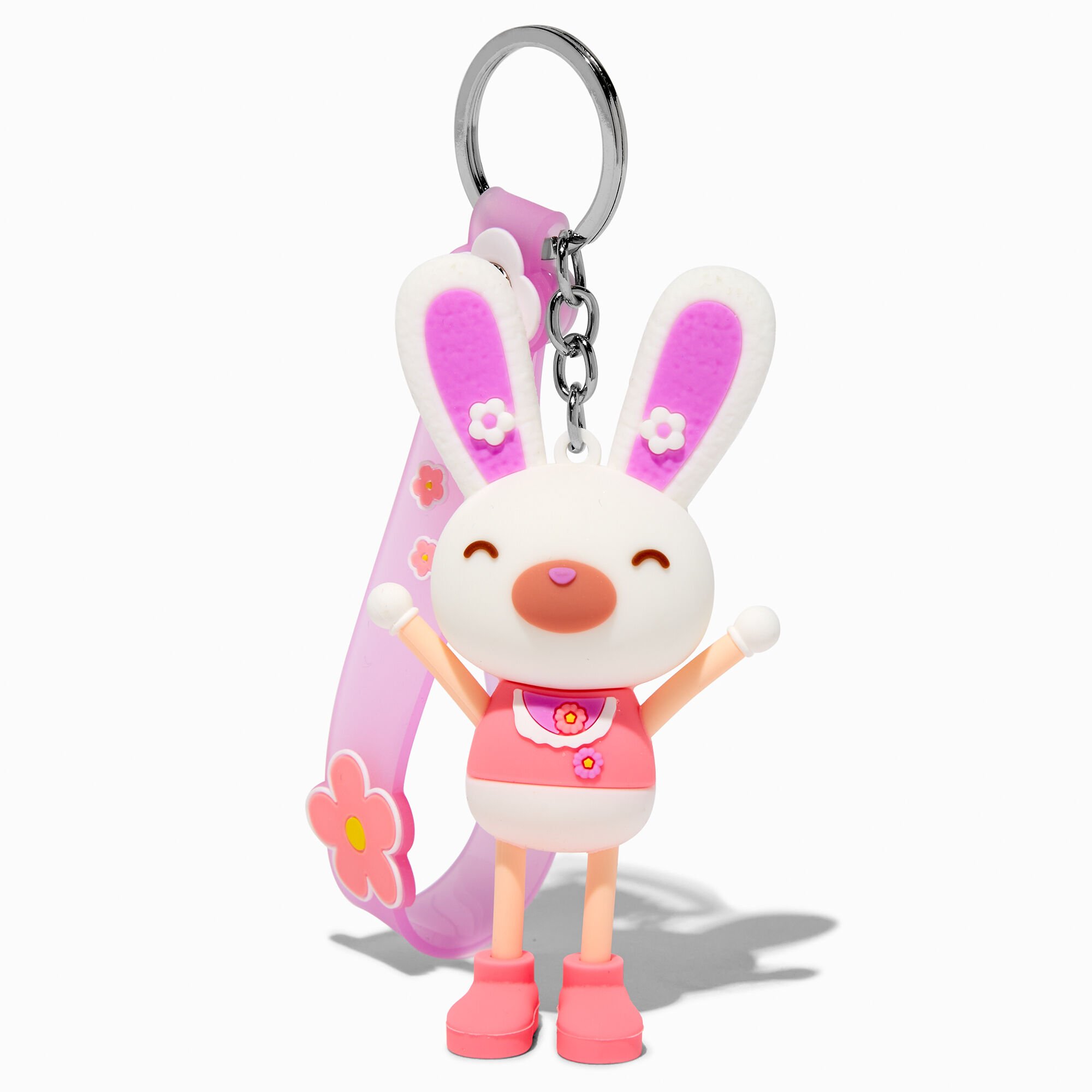 Porte-clés bracelet lapin aux membres extensibles,