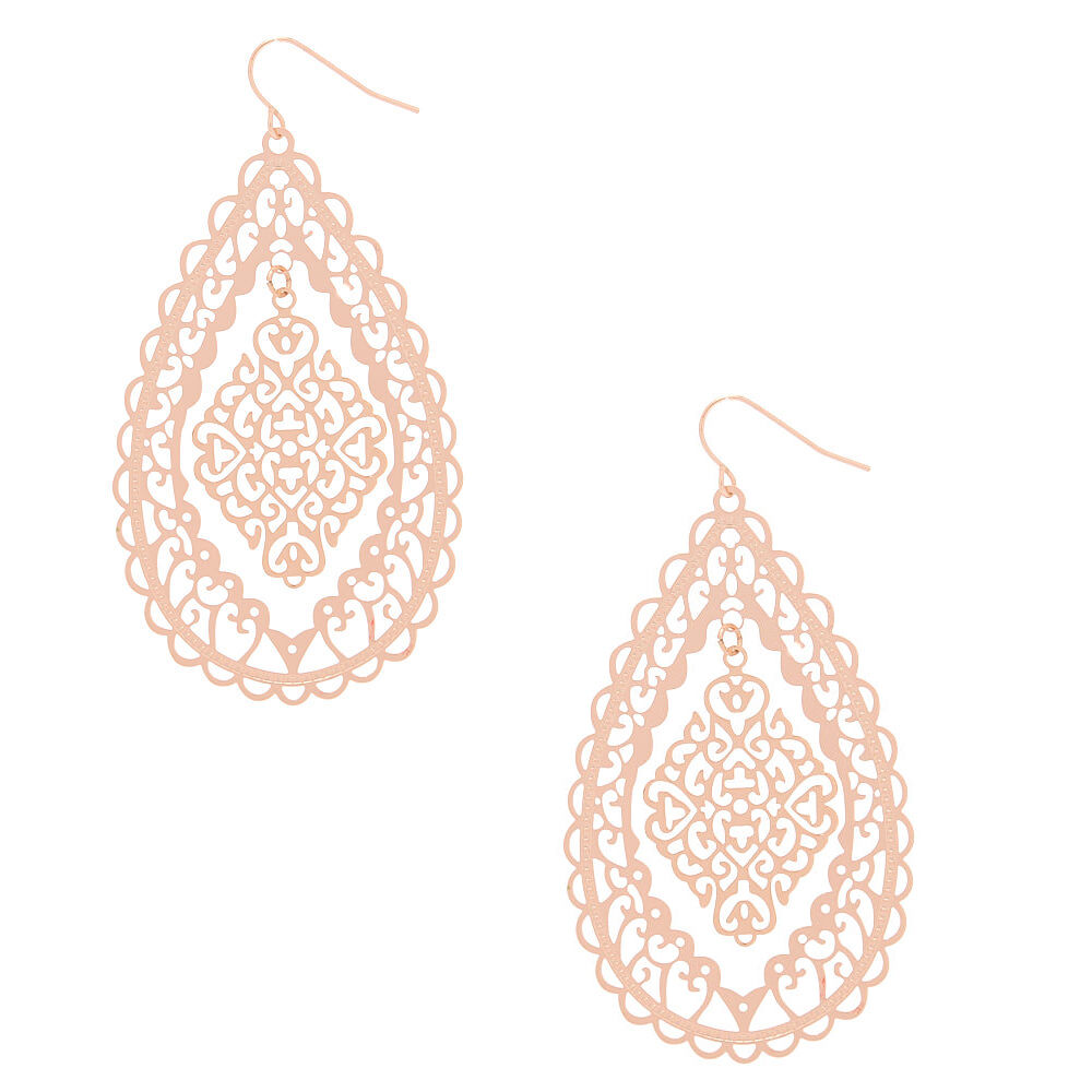 Rose gold filigree earrings new arrivals