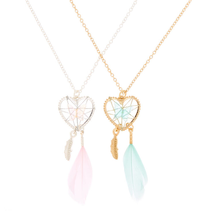 Lot de 2&nbsp;colliers &agrave; pendentif attrape-r&ecirc;ves motif papillon best friends,