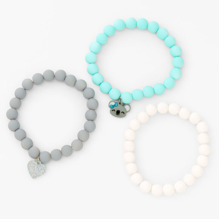 Claire&#39;s Club Koala Heart Beaded Stretch Bracelets - 3 Pack,