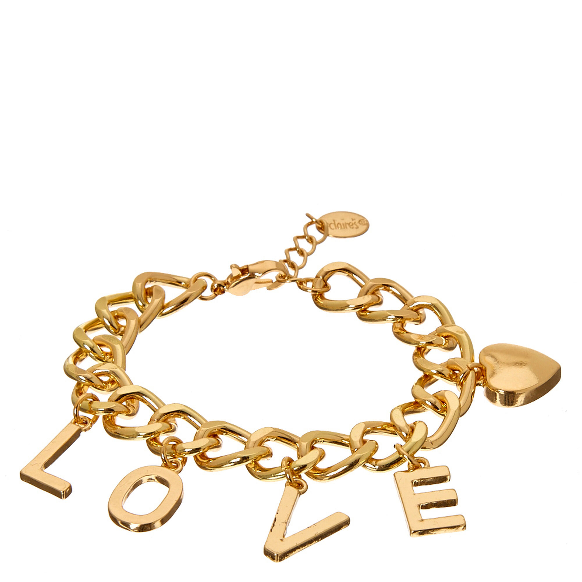 Gold-Tone LOVE Charm Bracelet | Claire's US