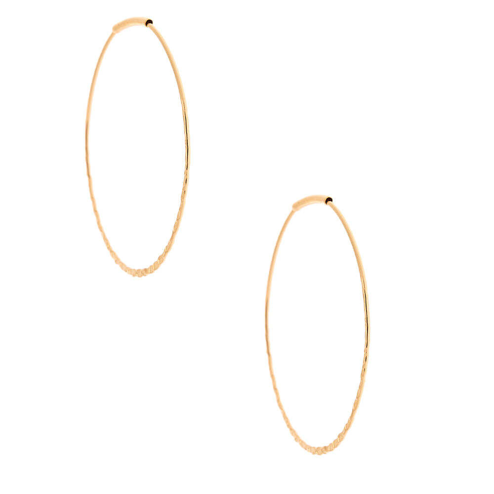 Gold 40MM Hammered Circle Hoop Earrings,