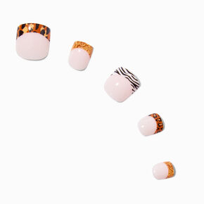 Animal Print French Tip Square Press On Vegan Faux Nail Set - 24 Pack,