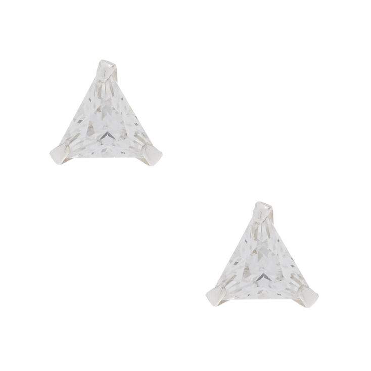 5MM Sterling Silver Triangle Cubic Zirconia Earrings,