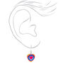 Silver 0.5&quot; Neon Tie Dye Heart Drop Earrings,