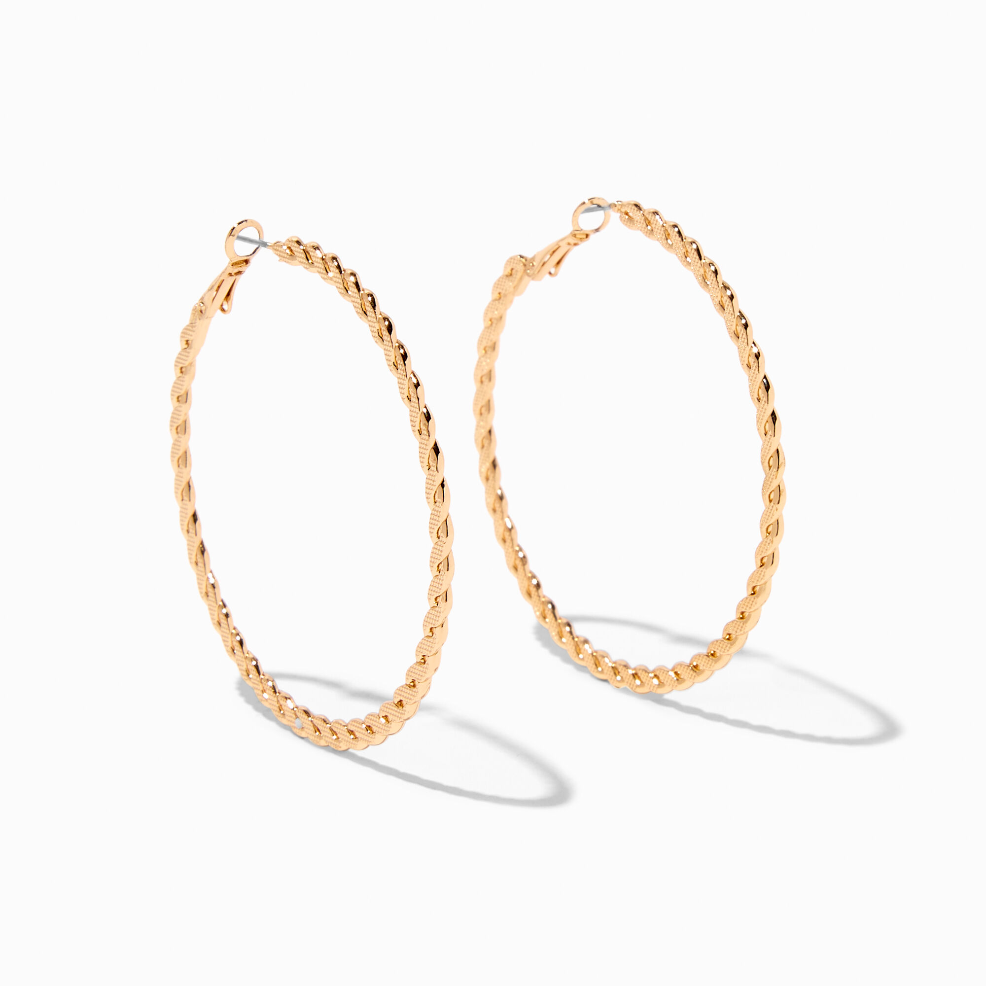 C LUXE by Claire s 18k Yellow Gold Plated 50MM Twisted Hoop