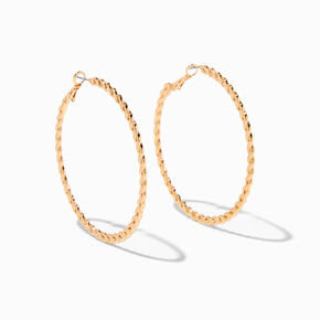 C LUXE by Claire&#39;s 18k Yellow Gold Plated 50MM Twisted Hoop Earrings,