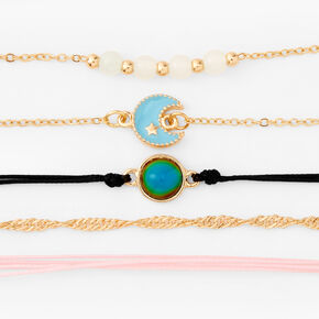 Gold Mood Chain &amp; Cord Bracelet Set - 5 Pack,