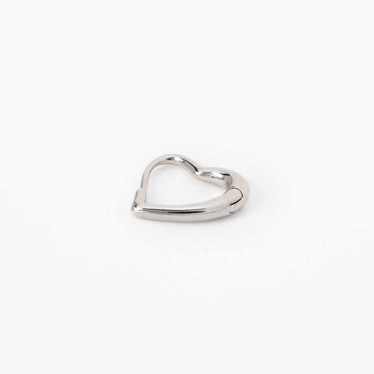 Silver 20G Heart Cartilage Clicker Earring,