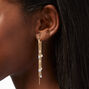 Gold-tone Cubic Zirconia Fringe 3&quot; Huggie Hoop Earrings,