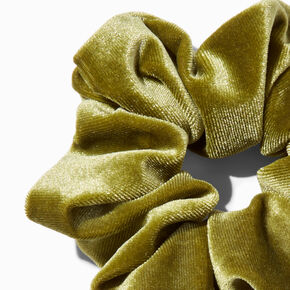Olive Green Medium Velvet Hair Scrunchie,