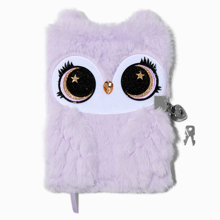 Lavender Owl Furry Lock Diary,