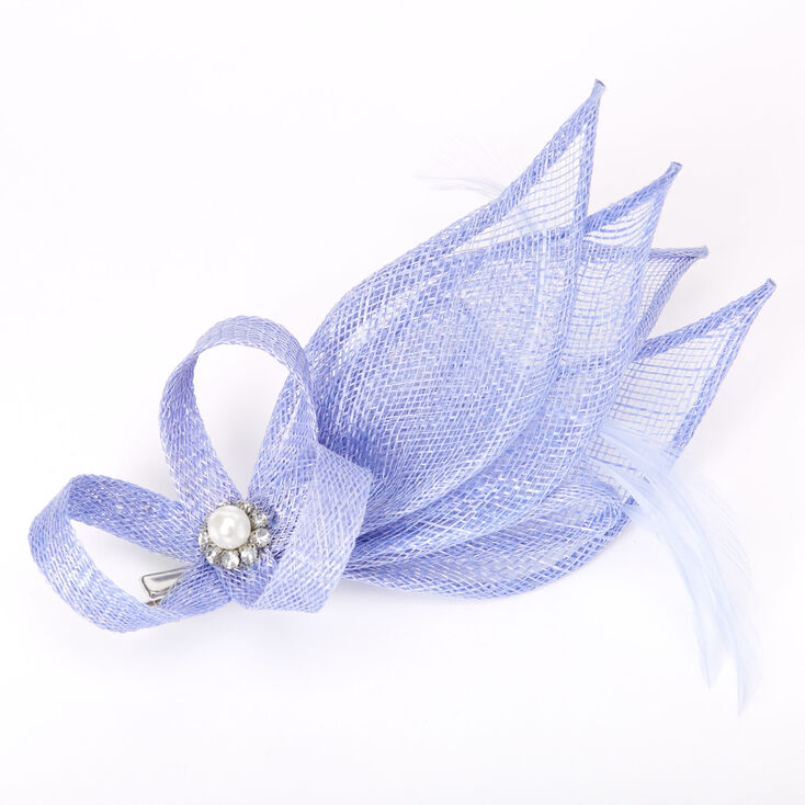 Embellished Teardrop Fascinator Hair Clip - Dusty Blue,