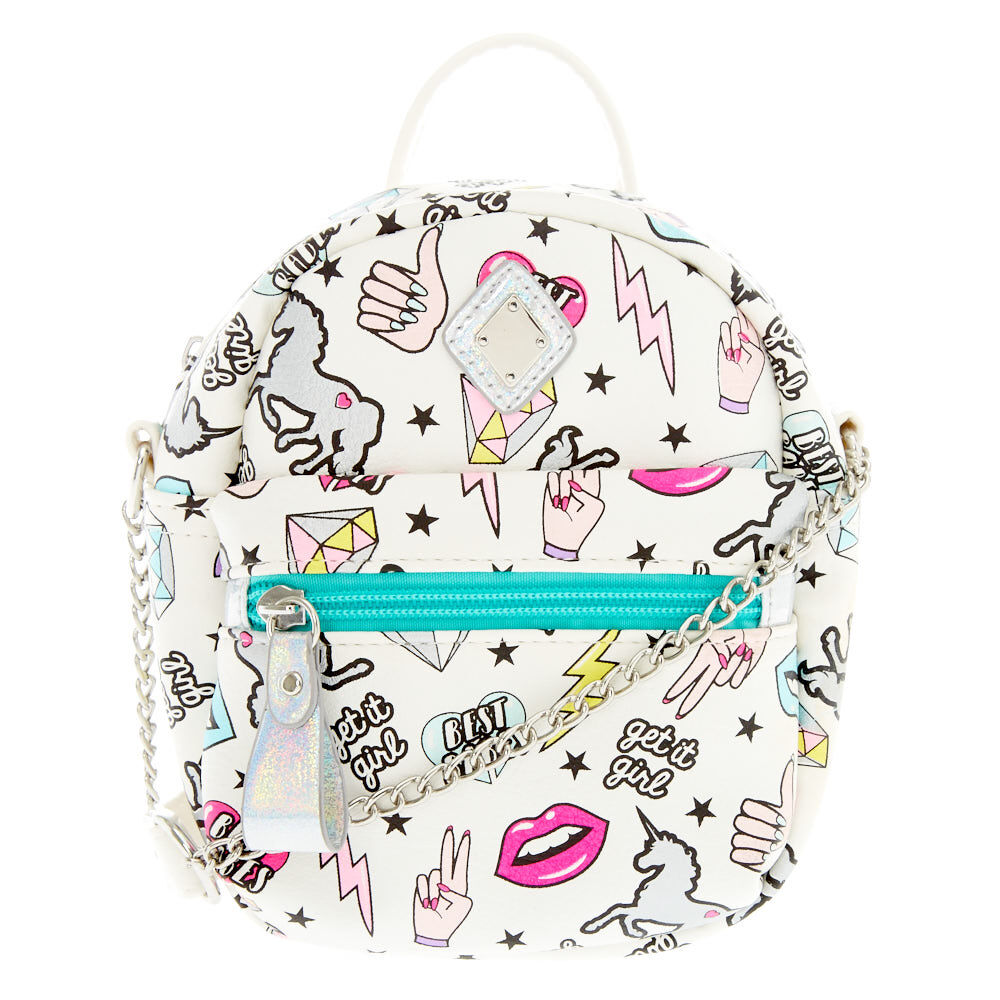 Unicorn Power Patches Mini Backpack Crossbody Bag Claire s US