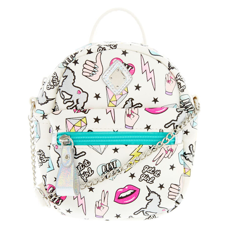 Unicorn Power Patches Mini Backpack Crossbody Bag,