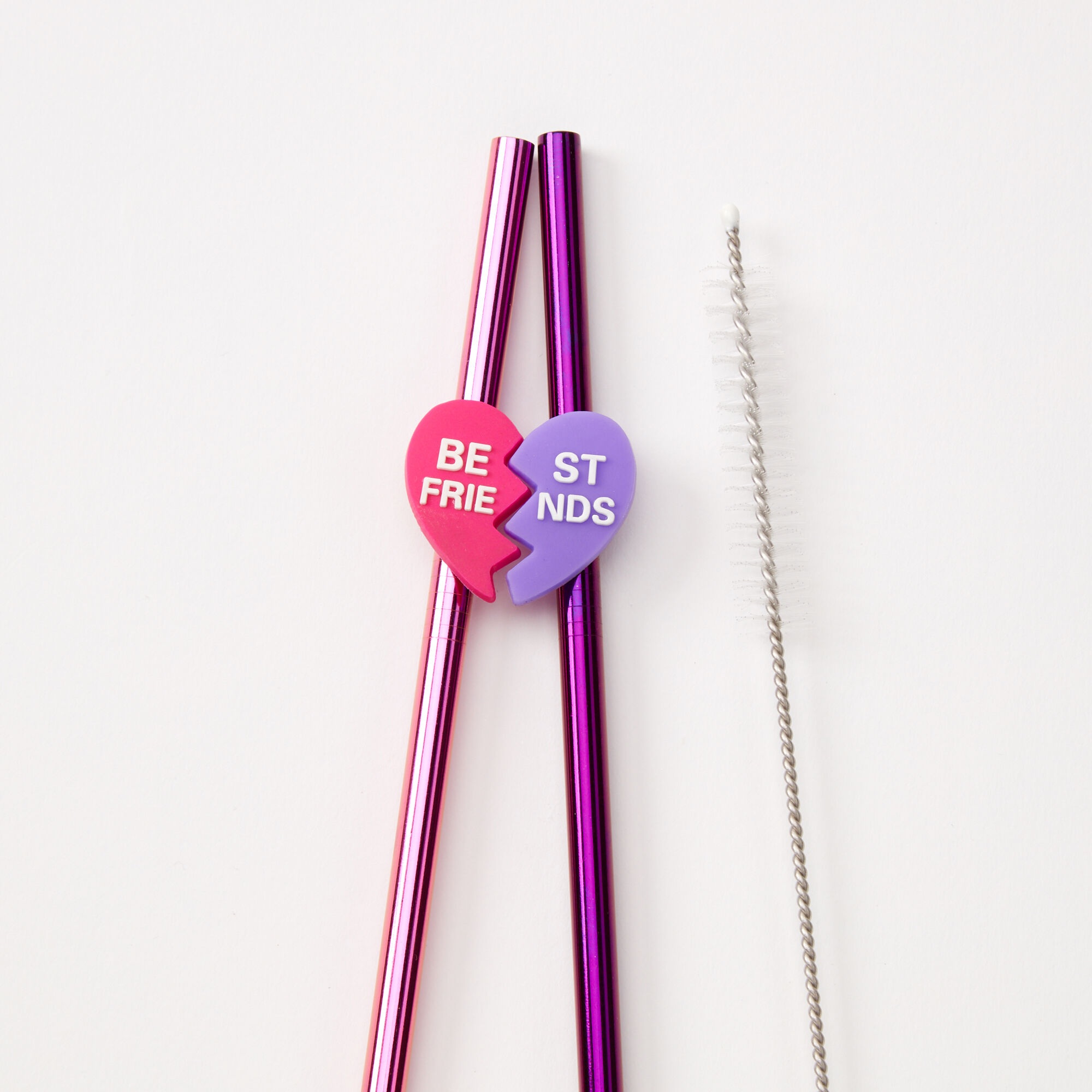 Best Friends Heart Stainless Steel Straws - 2 Pack,