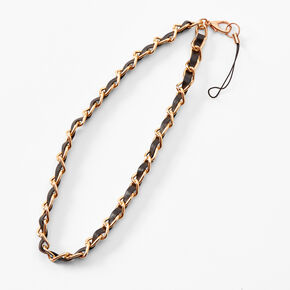 Black &amp; Gold Chain Phone Strap,