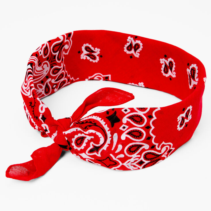 Paisley Silky Bandana Headwrap - Red,