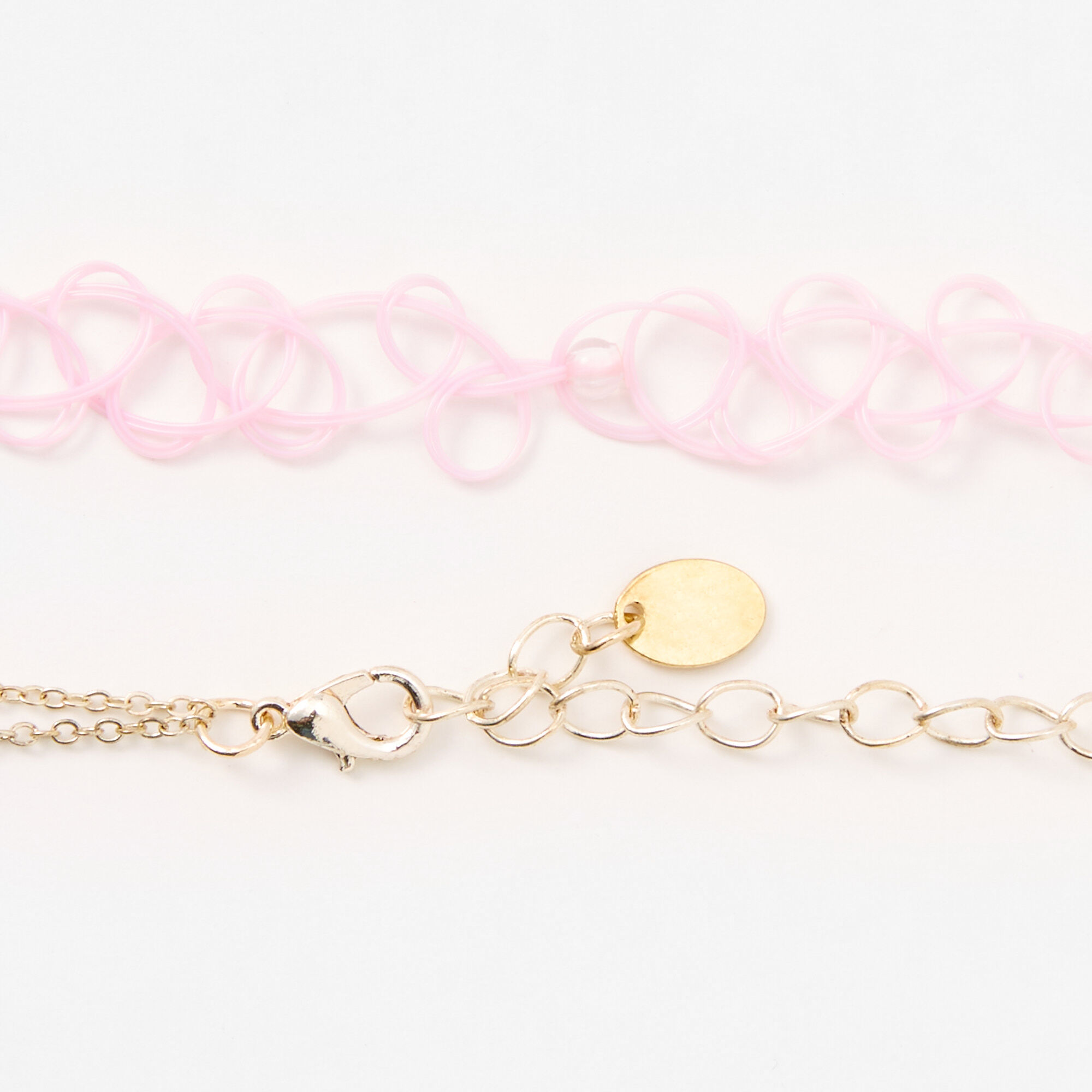 Claire's Club Pink Fox & Daisy Choker & Multi Strand Necklaces - 2 Pack,