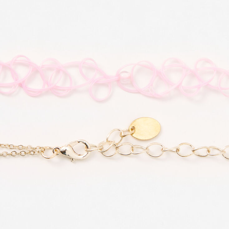 Claire&#39;s Club Pink Fox &amp; Daisy Choker &amp; Multi Strand Necklaces - 2 Pack,