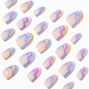 Rainbow Swirl Almond Vegan Faux Nail Set - 24 Pack,