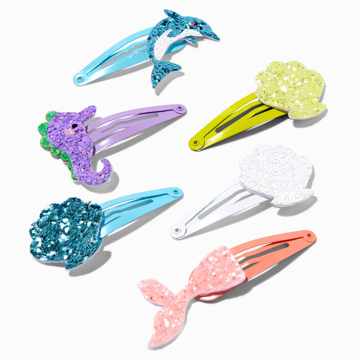 Claire&#39;s Club Sea Shell Glitter Hair Clips - 6 Pack,
