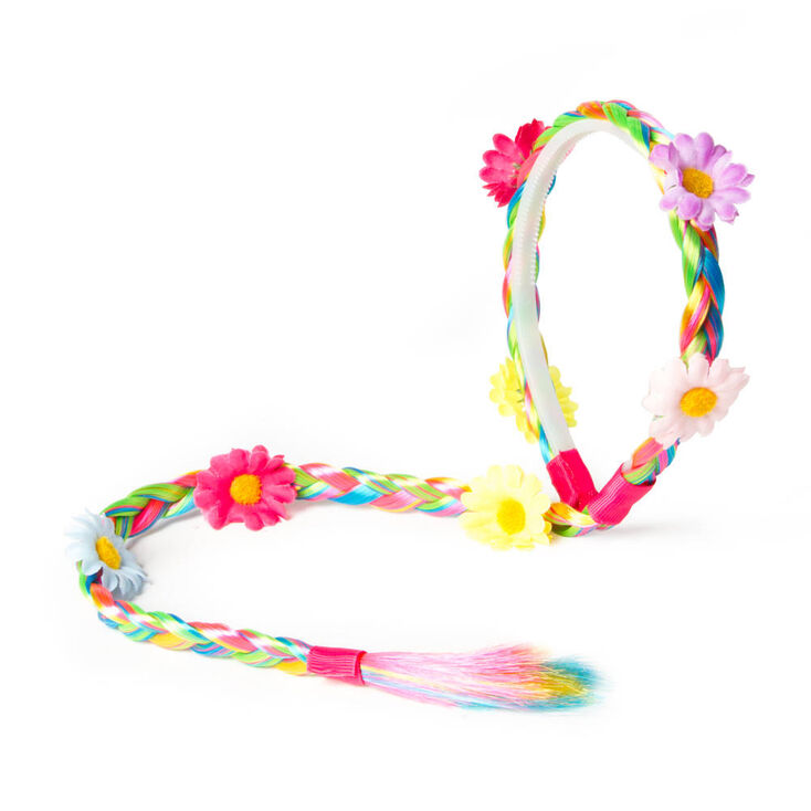 Claire&#39;s Club Rainbow Faux Hair Braid Headband,