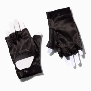 Black Satin Fingerless Gloves,